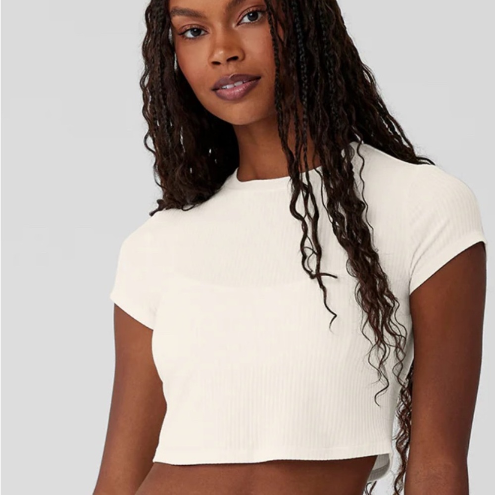 Women's White Ribbed Crop Top